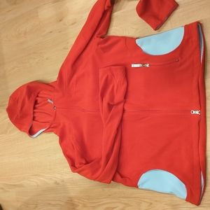Vintage Nike ThermaFit Red Hooded Zip Front Fleece Sweatshirt XL